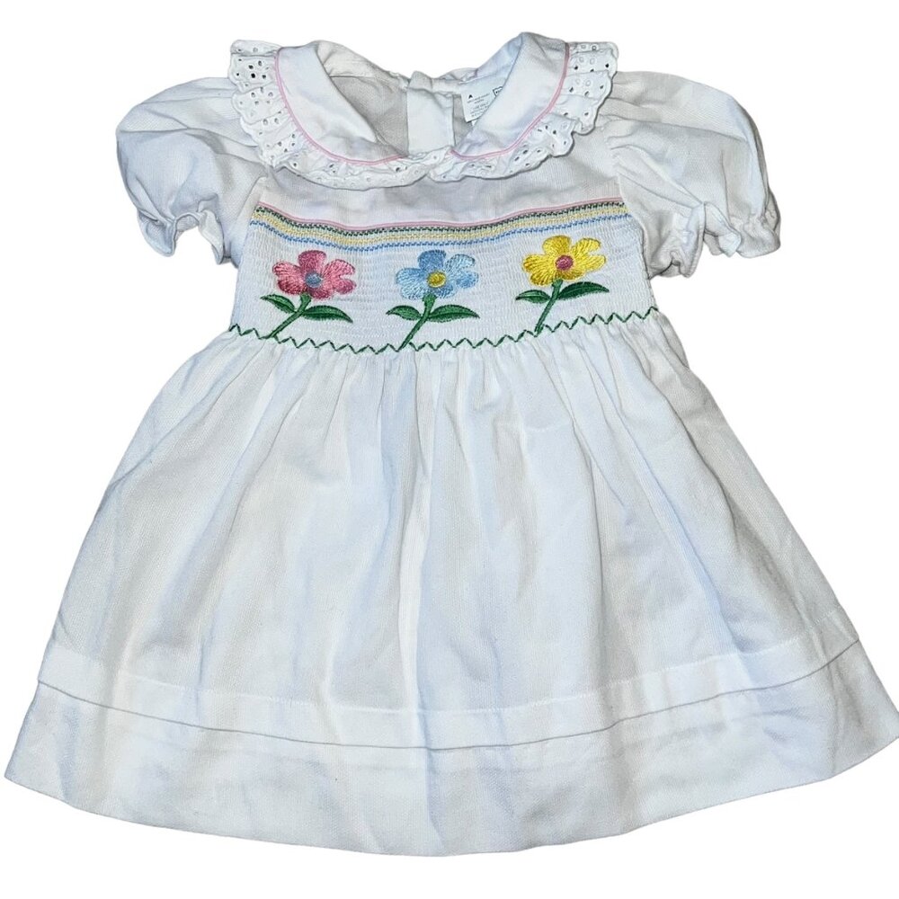 BT Kids Vintage Smocked Neck Spring Flower Dress 18 Months
